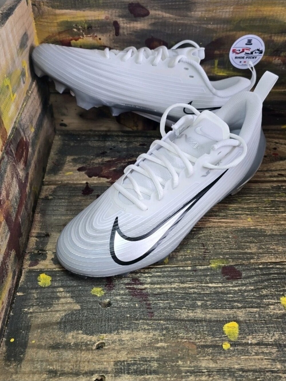 Nike Vapor Speed 3 Football Cleats White Silver Gray Black Size 10 FB3303-100